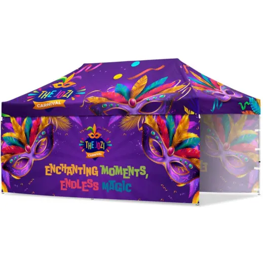 Coated Steel Sublimated Gazebo 6m x 3m - 2 Long Full-Wall Skins Branded